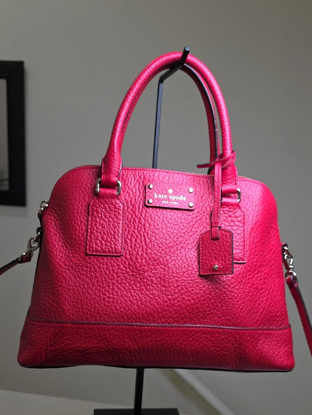 KATE SPADE SMALL RACHELLE Hot Chili Red Leather Bag BAY STREET EUC - Picture 2 of 16